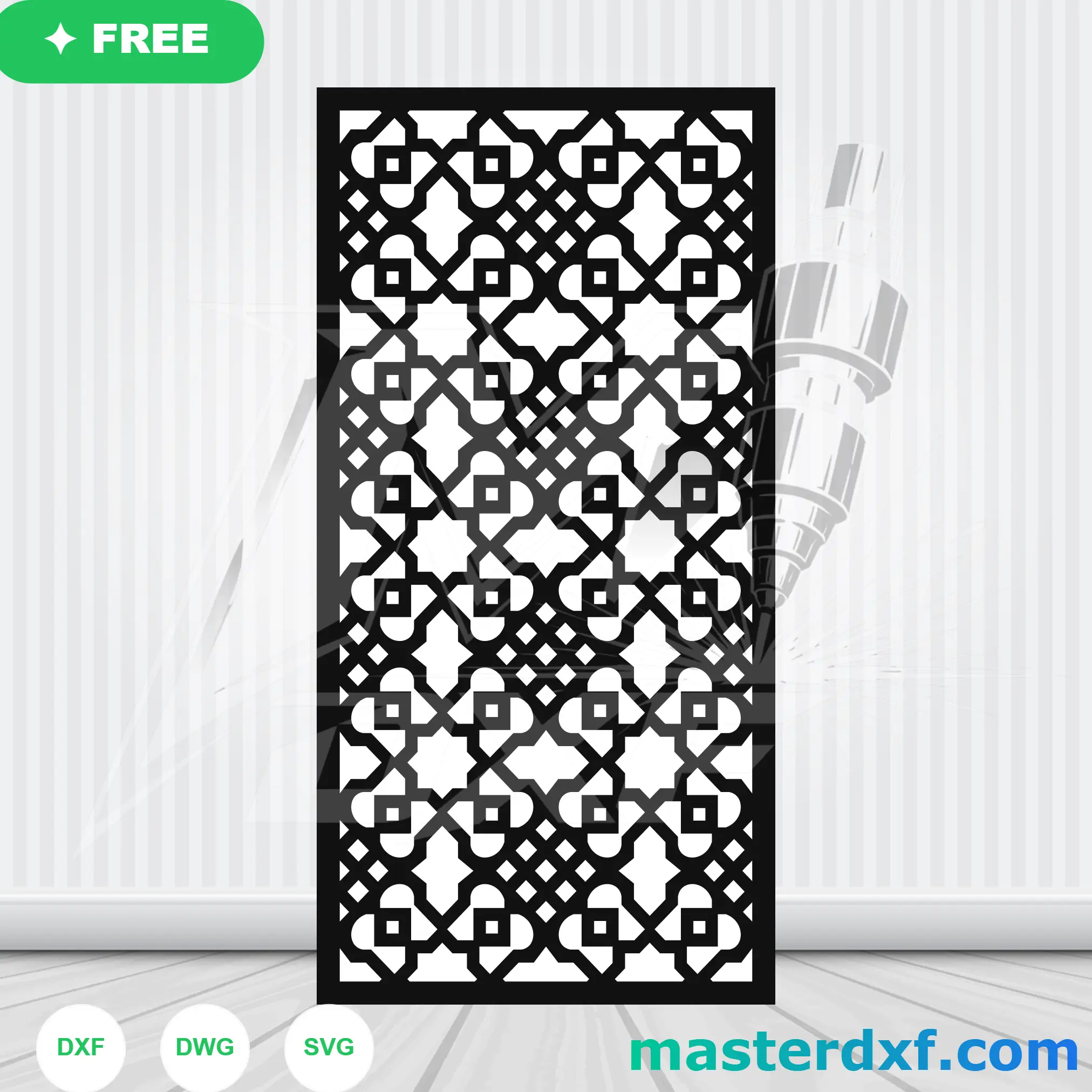 Traditional Moorish Arabesque Geometric Fretwork Cutting File DXF File